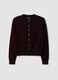 Purple pure wool crew-neck cardigan with buttons, regular fit_4
