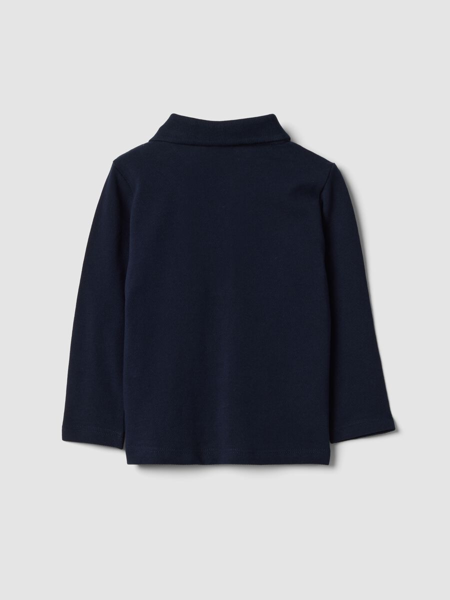Polo blu a maniche lunghe in cotone organico_1
