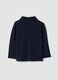 Polo blu a maniche lunghe in cotone organico_1