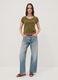 Green stretch cotton crew-neck T-shirt, regular fit_1
