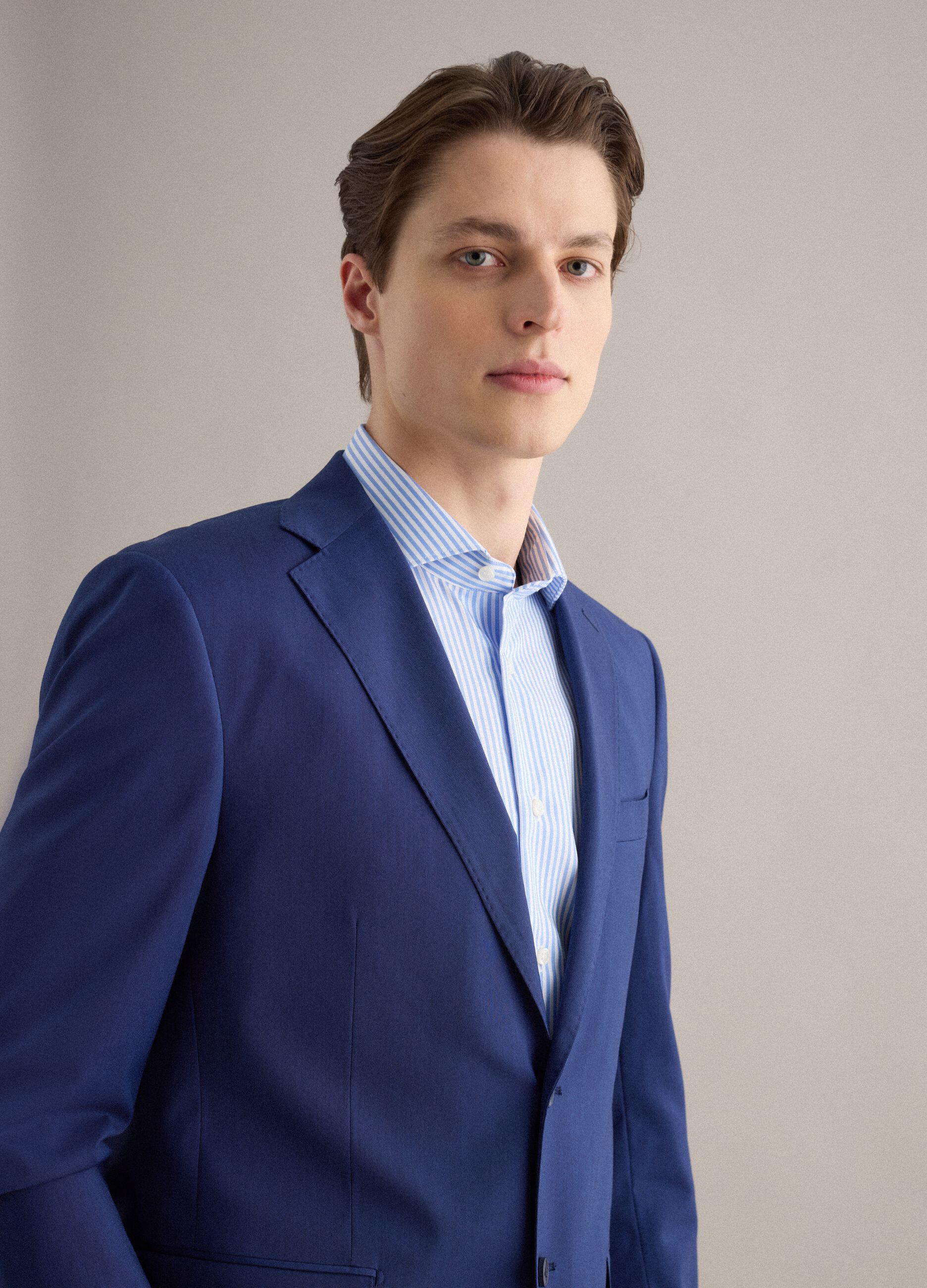 Single-breasted regular fit blue blazer