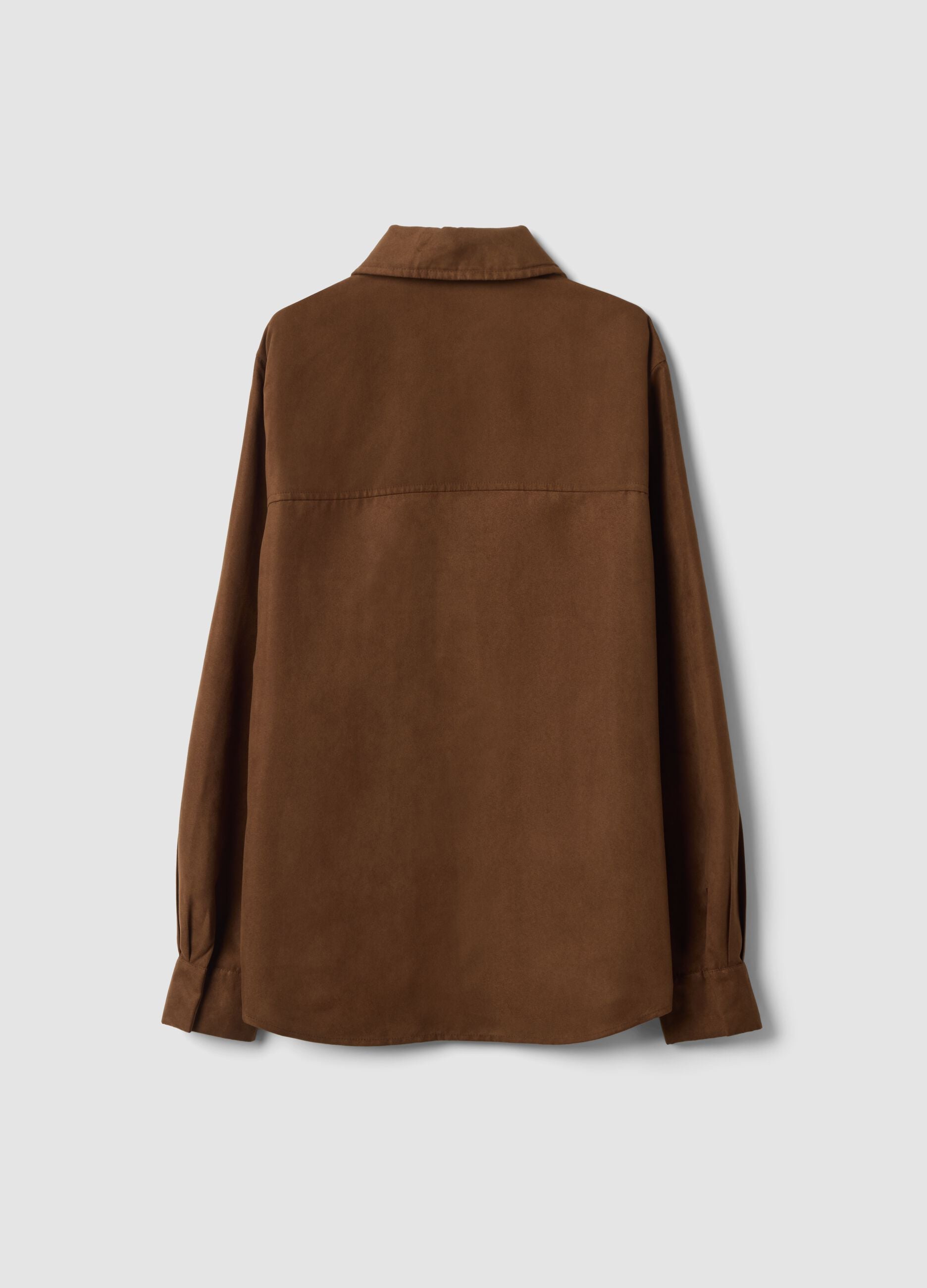 Brown regular-fit shirt with classic collar
