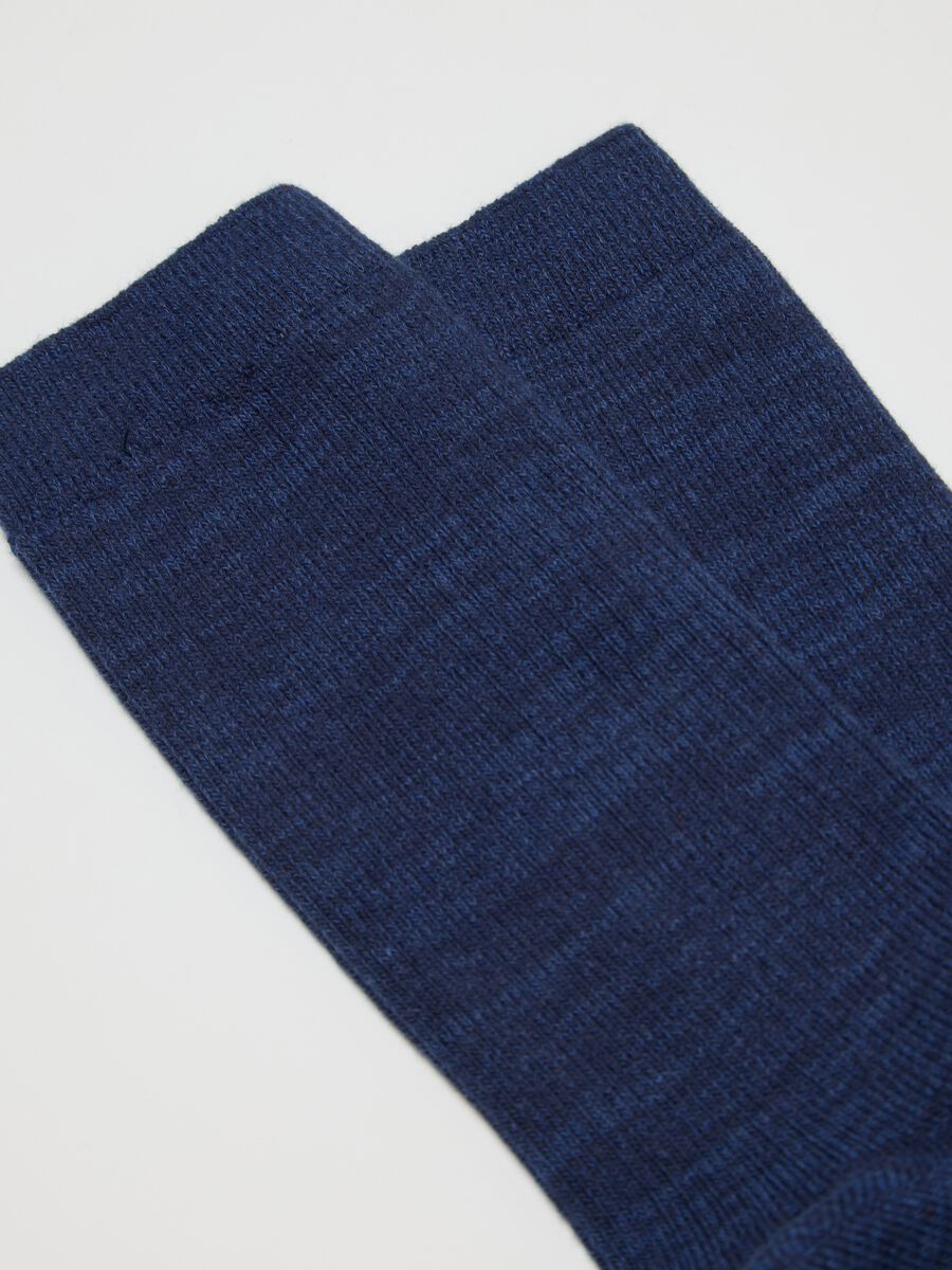 Blue Midi Cotton Blend Socks_1