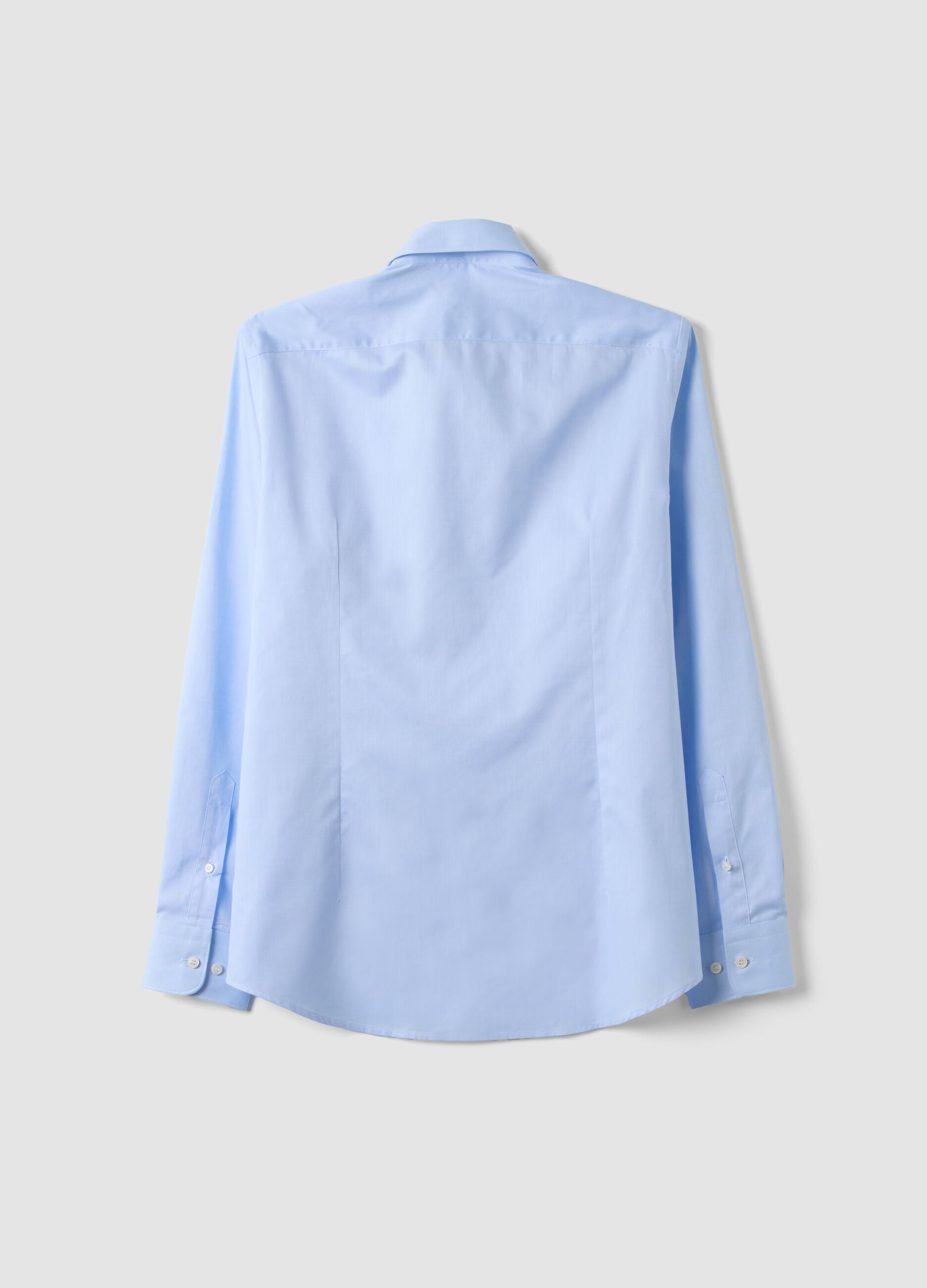 Light blue pure compact cotton shirt with classic collar, slim fit