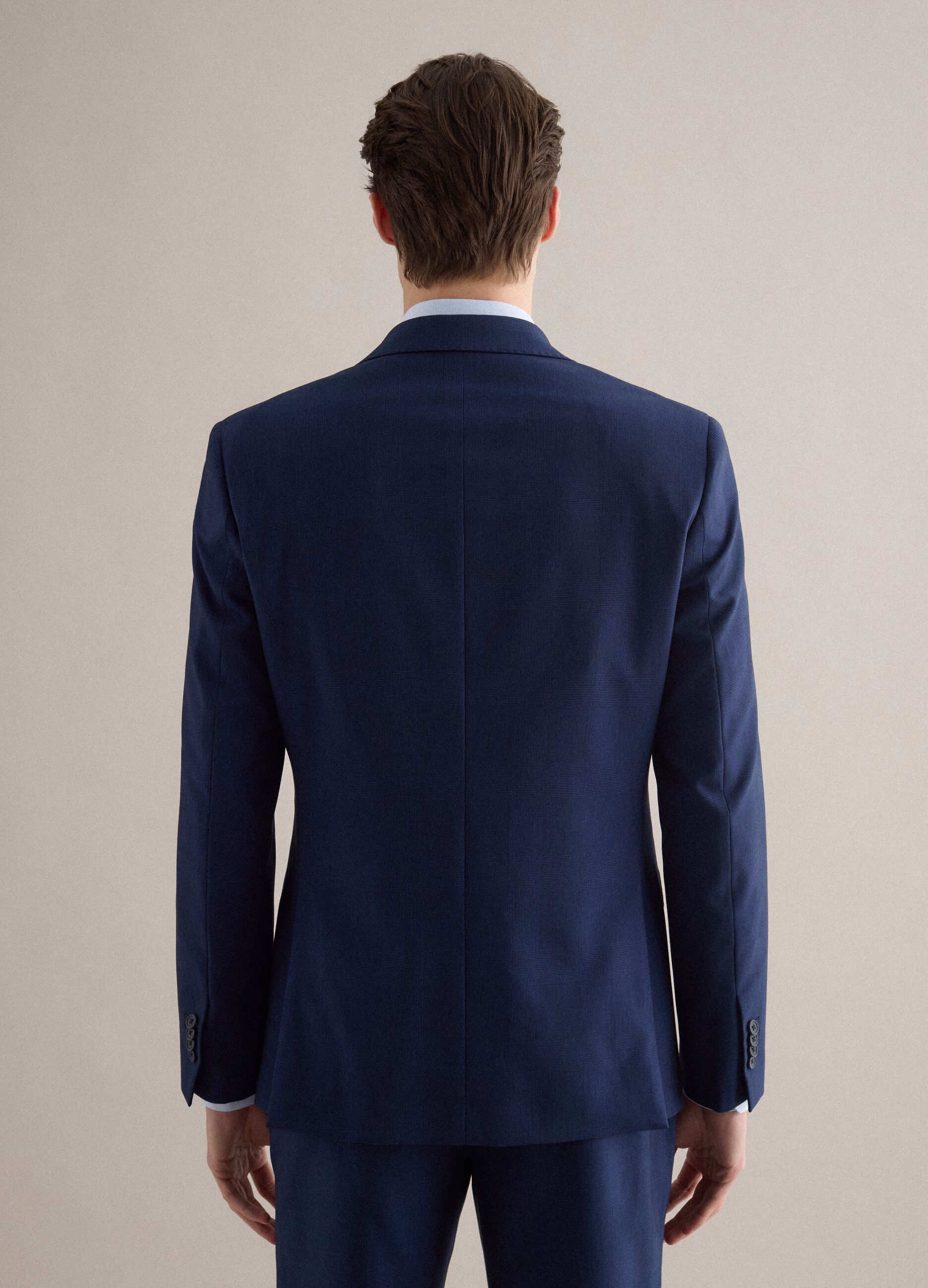 Blue Single-Breasted Slim Fit Jacket