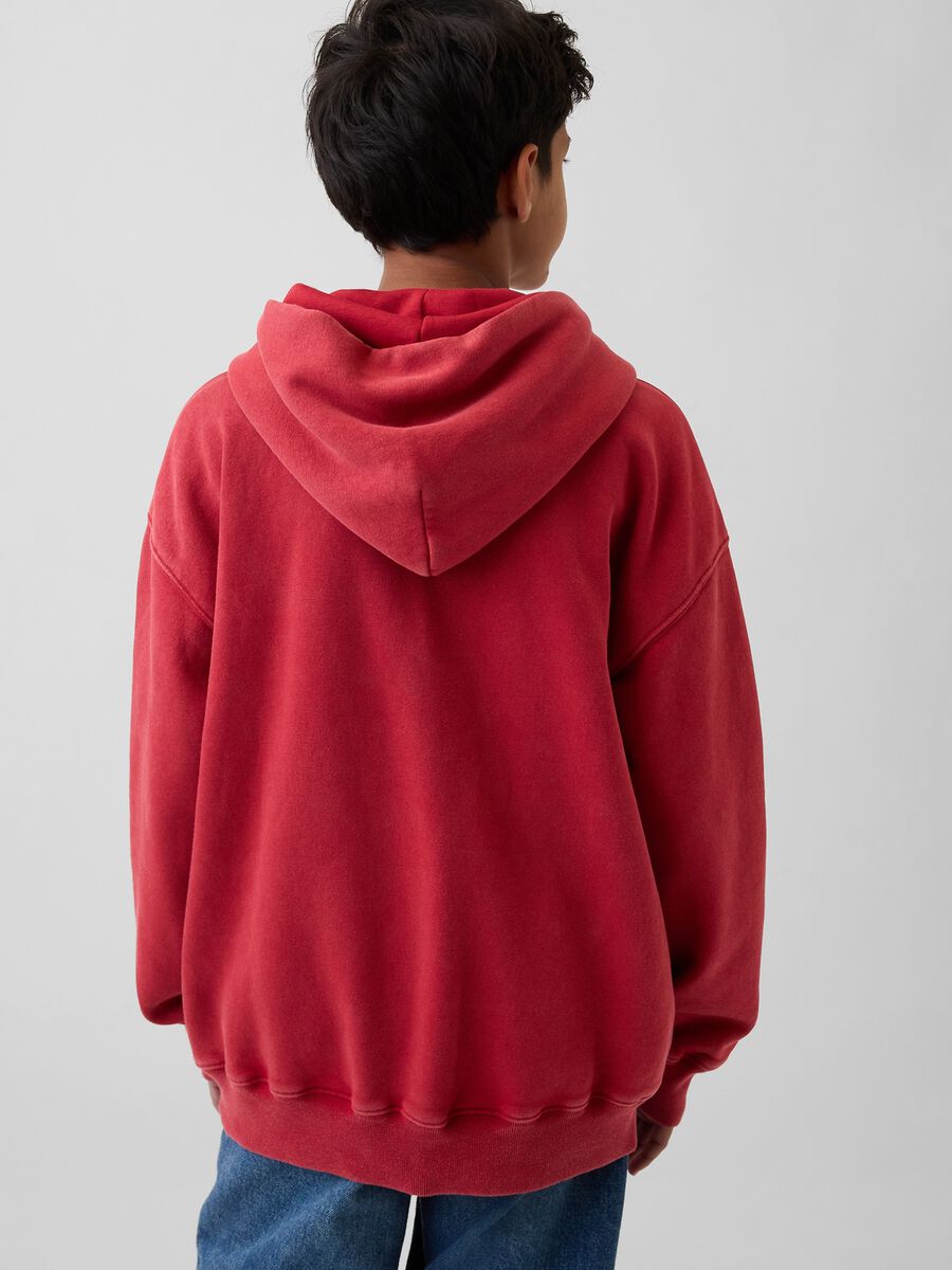 Kids' Red Cotton Blend Hoodie Regular Fit with Logo_2