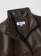 Brown biker jacket over fit with zip and buttons_5