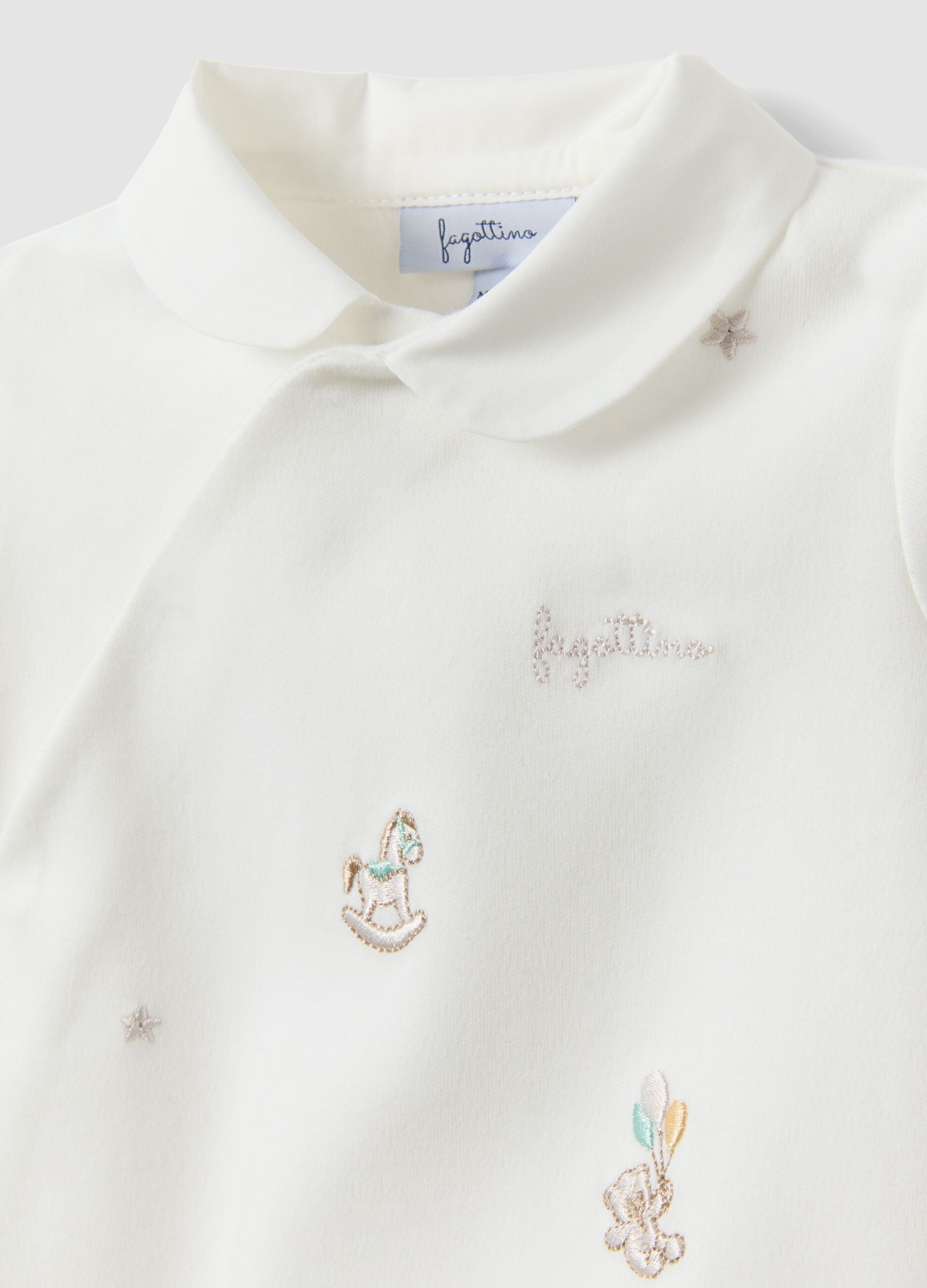 White pure organic cotton sleepsuit with built-in feet