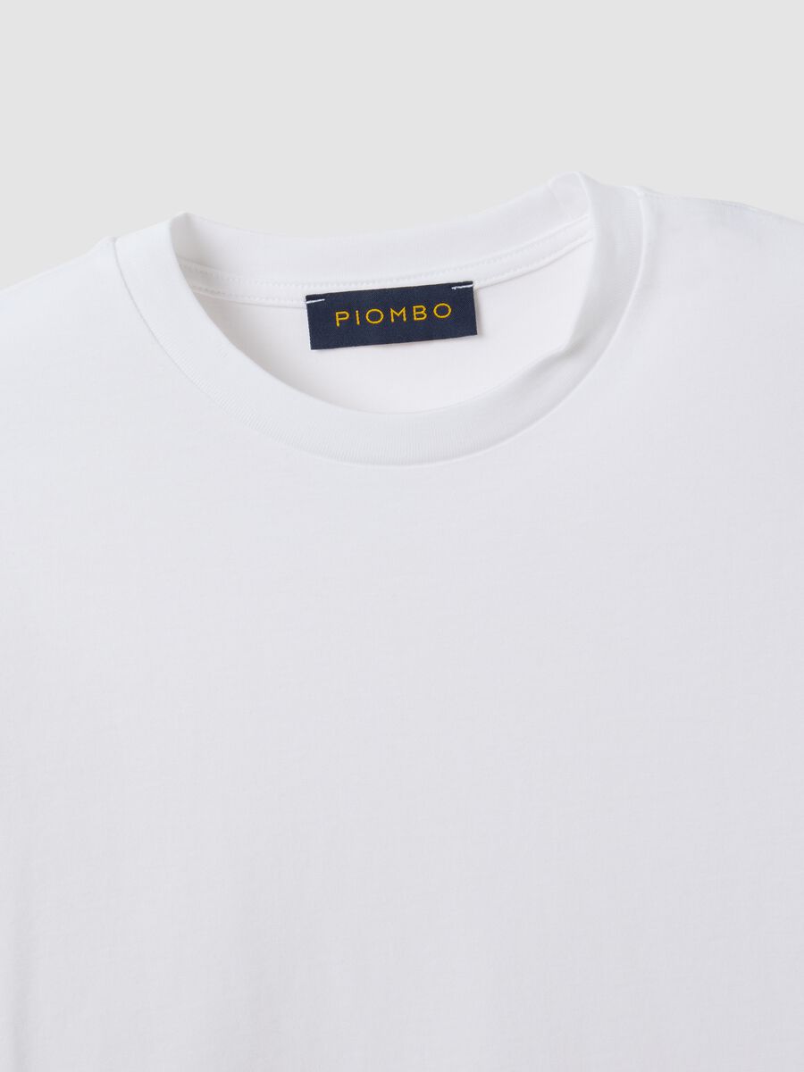 T-shirt bianca in puro cotone a girocollo regular fit_5