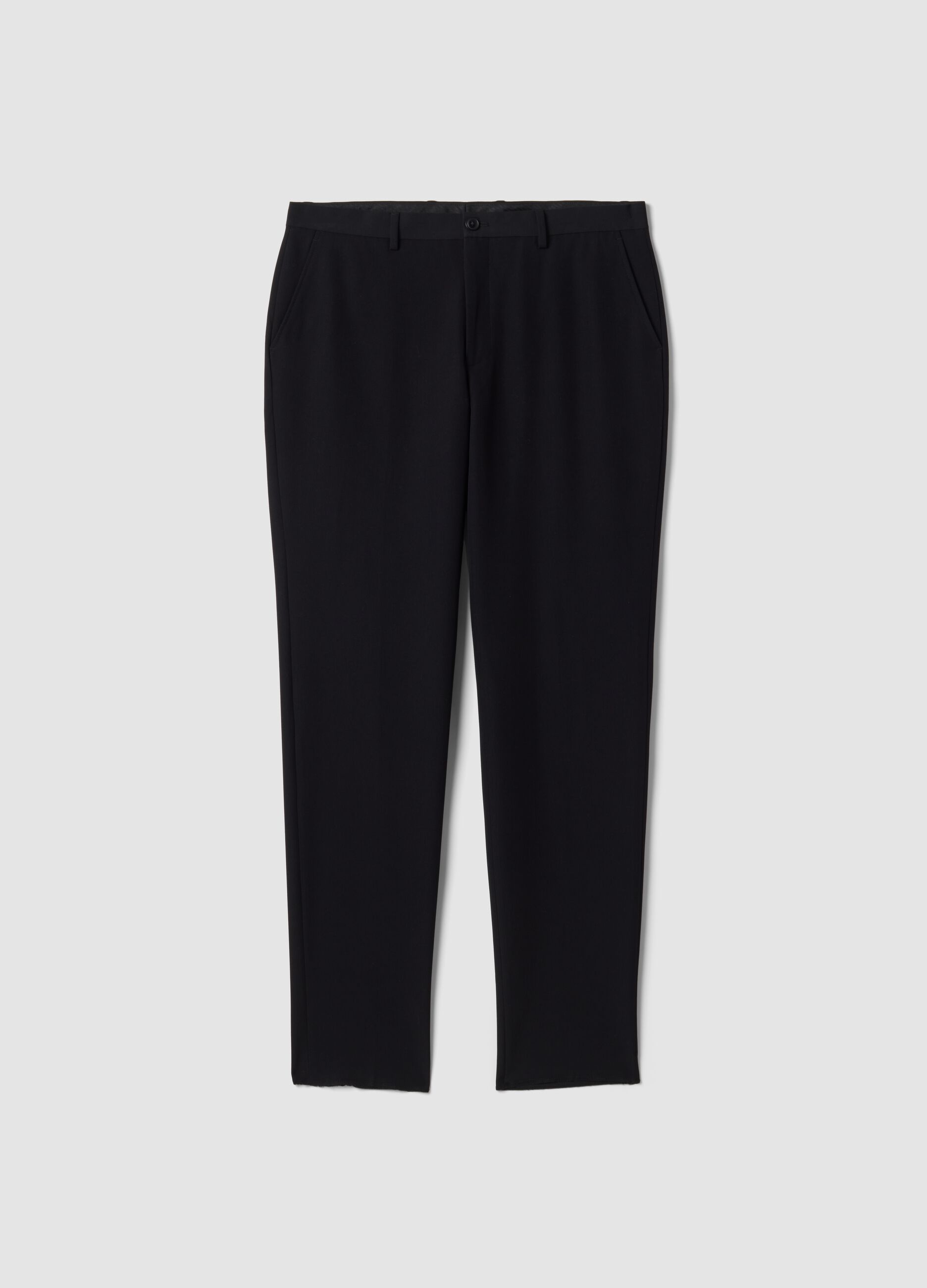 Black slim-fit formal trousers in stretch viscose