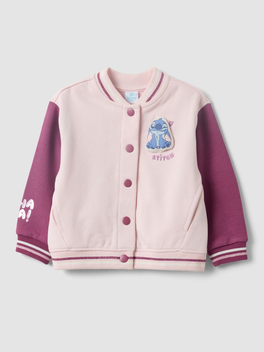 Felpa rosa in puro cotone con bottoni a pressione a tema Lilo & Stitch per bimba_0