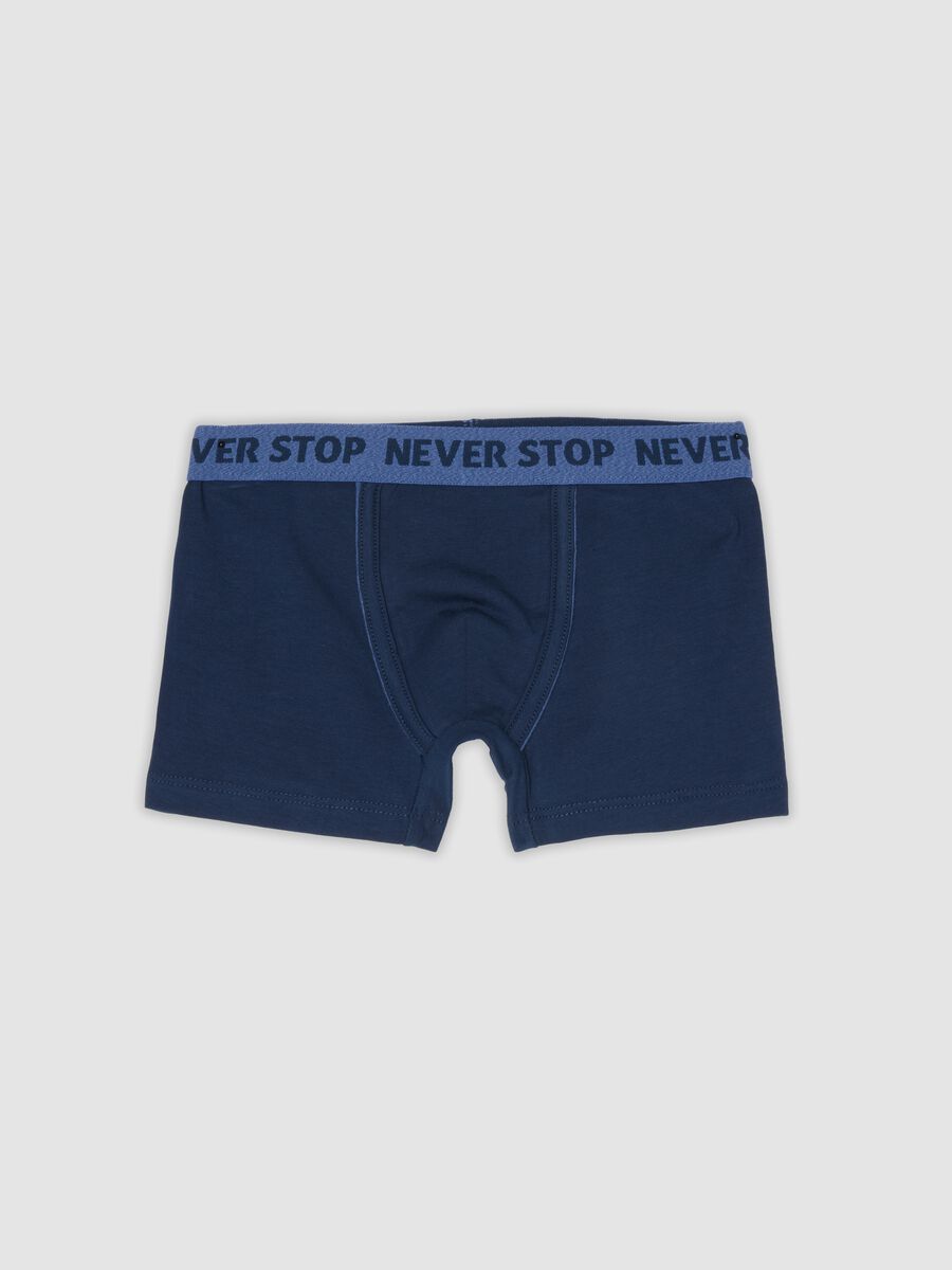 Blue midi boxer briefs in stretch organic cotton for boys_0