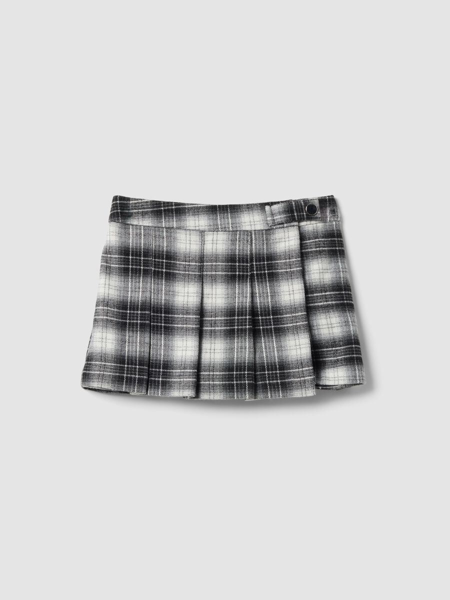 Gonna pantalone nera in viscosa elasticizzata a quadri_0