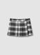 Black checked stretch viscose skort_0