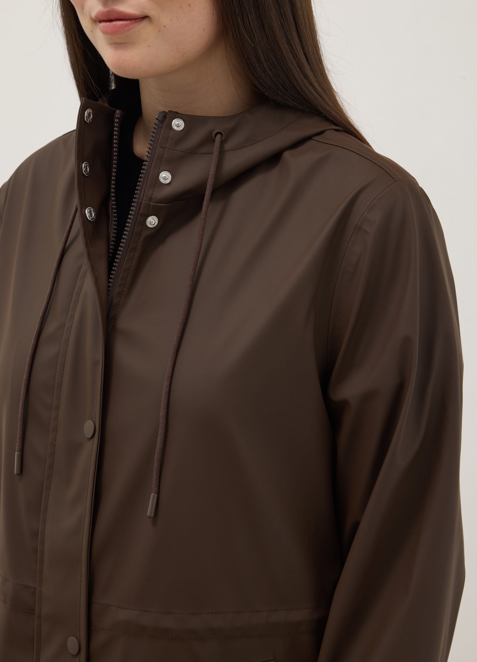 Brown rain jacket regular fit with hood
