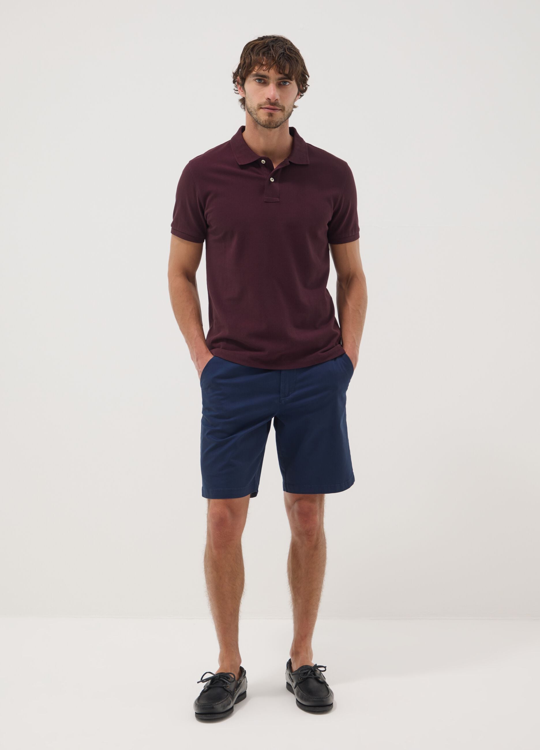 Blue chino bermuda shorts in stretch cotton