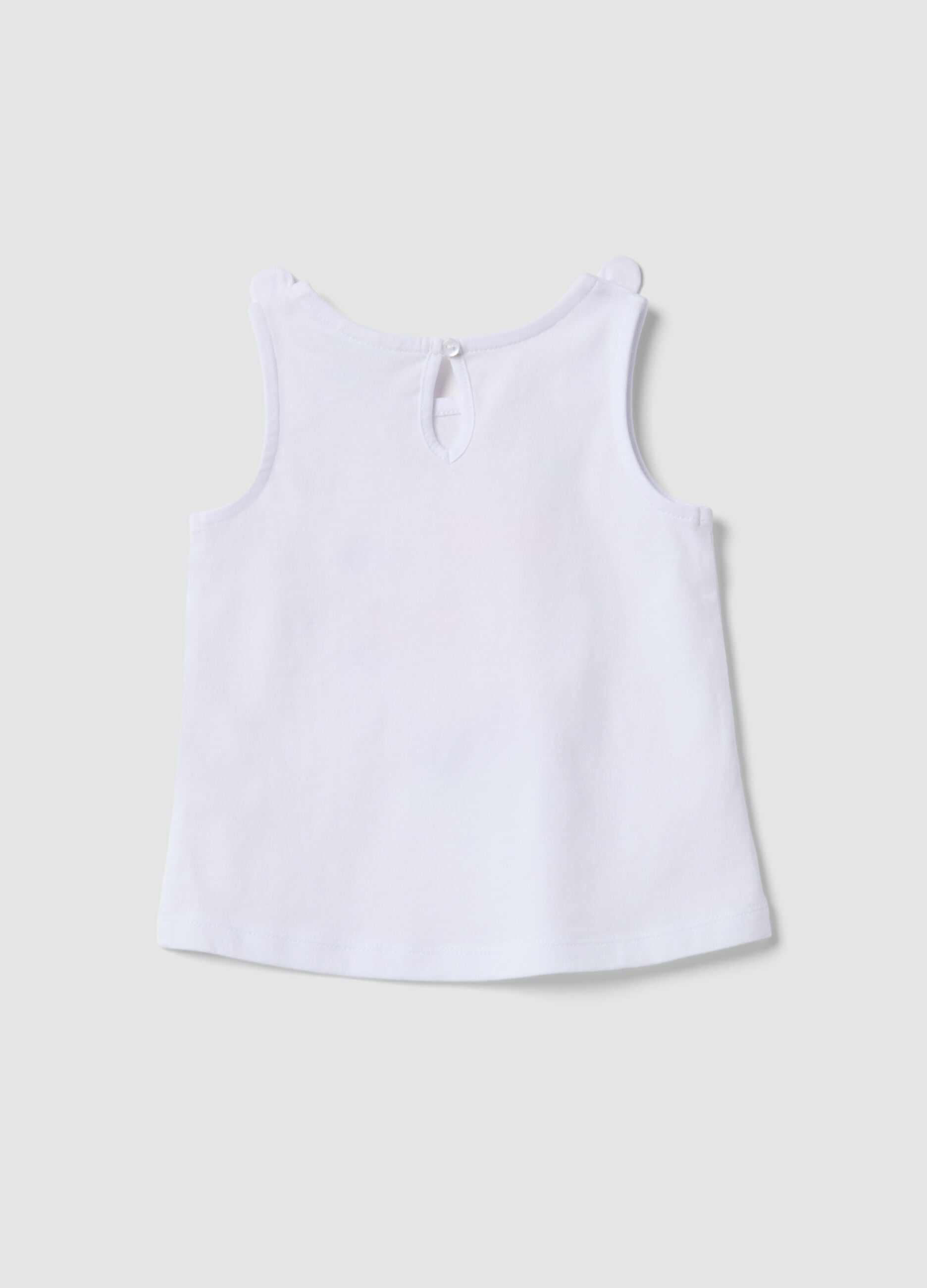 White pure cotton tank top for girls regular fit with cherries