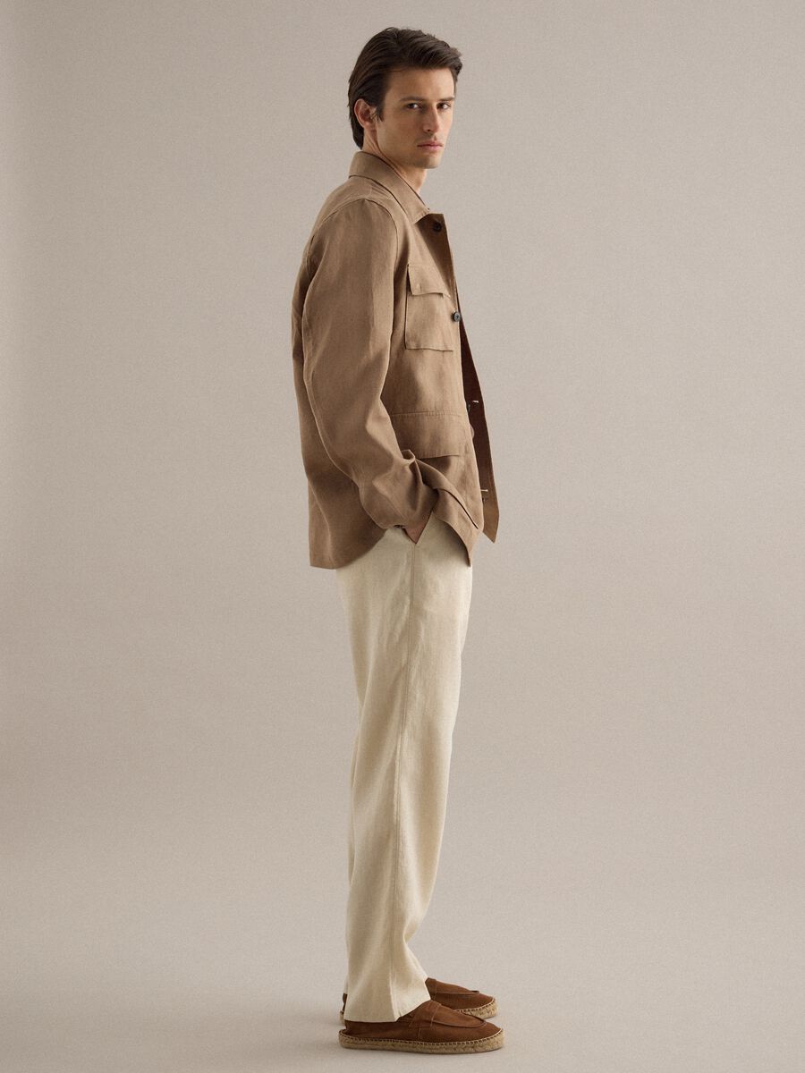 Blazer in puro lino marrone regular fit_2