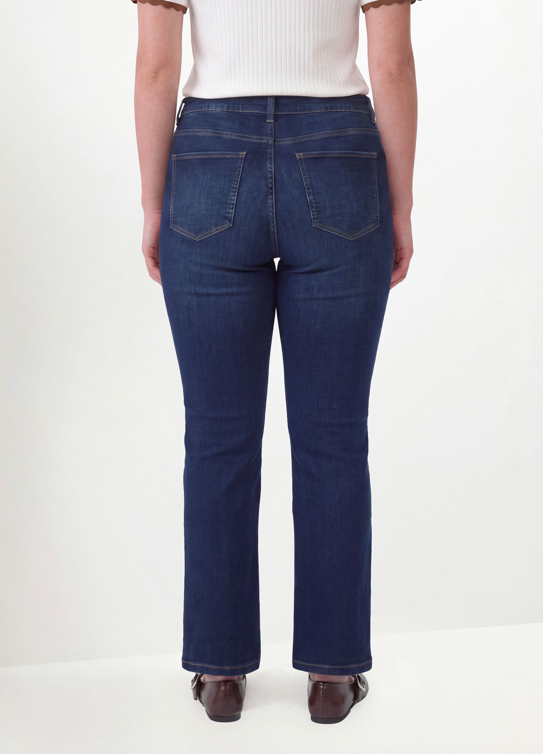 Blue stretch-cotton denim bootcut jeans
