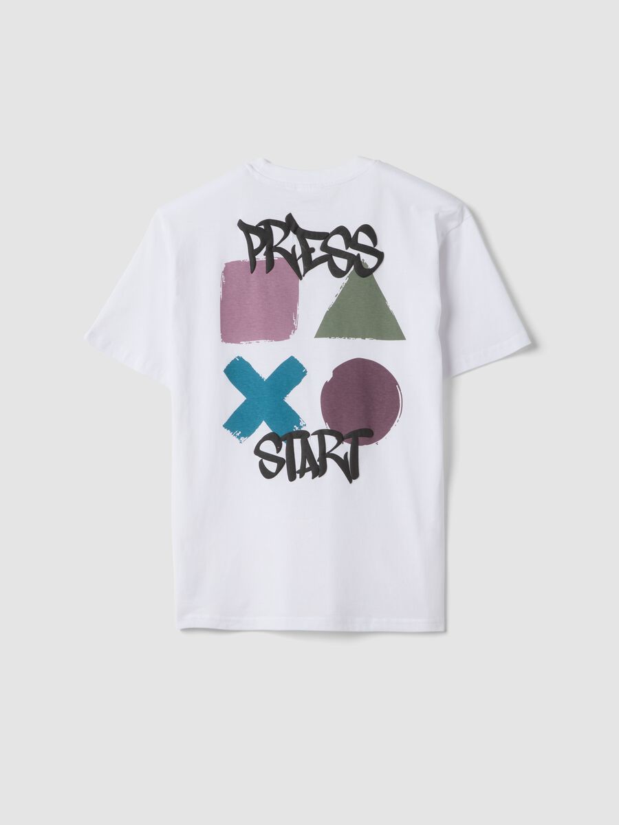 T-shirt bianca da ragazzo con logo Playstation in puro cotone relaxed fit_4