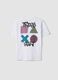 T-shirt bianca da ragazzo con logo Playstation in puro cotone relaxed fit_4