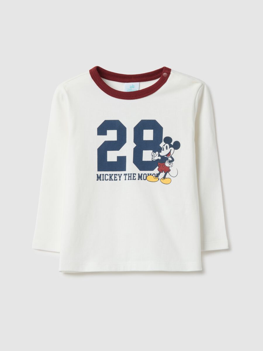 T-shirt da bimbo in puro cotone bianco regular fit con Mickey Mouse_0