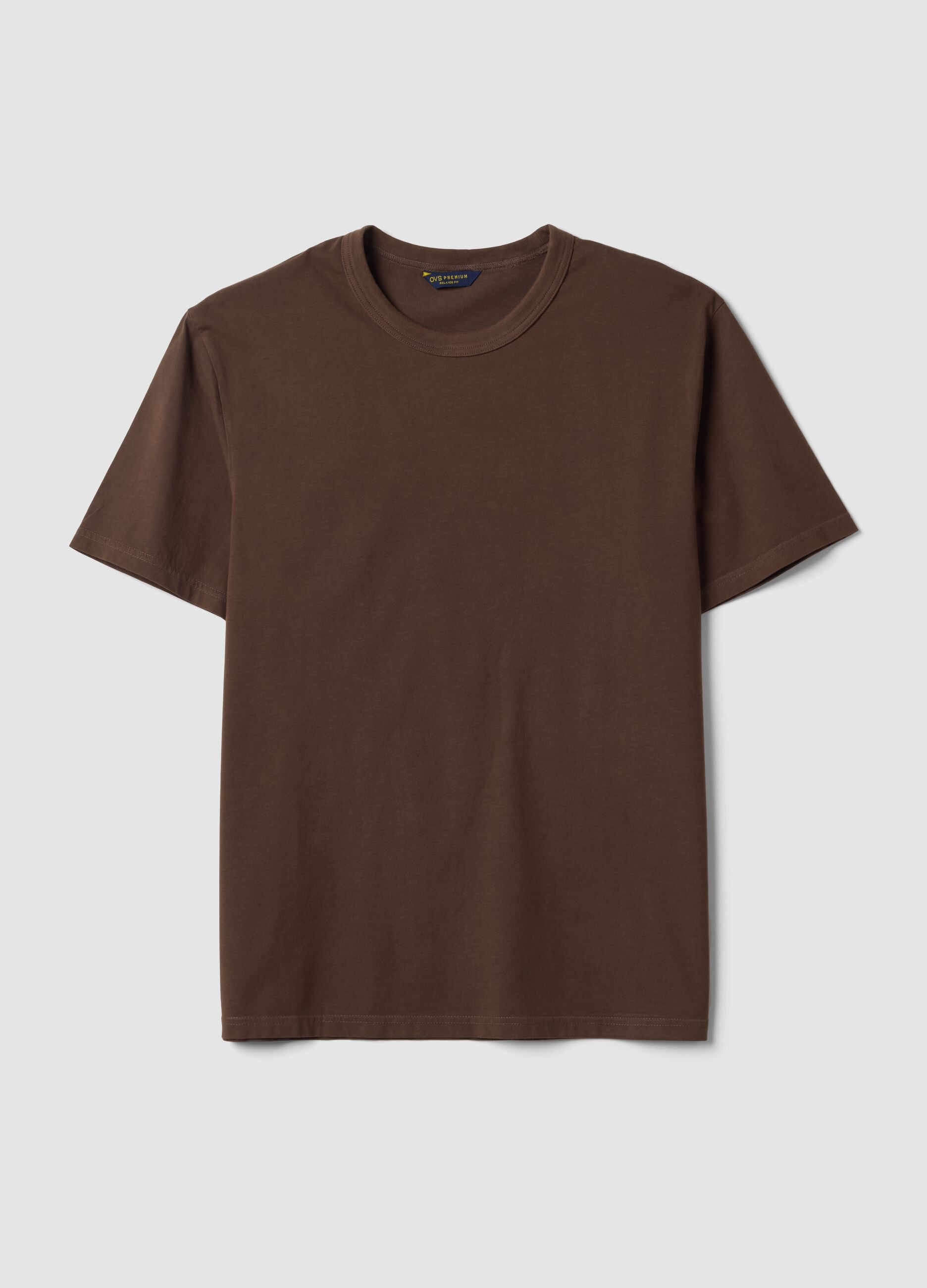 Brown pure cotton relaxed-fit T-shirt