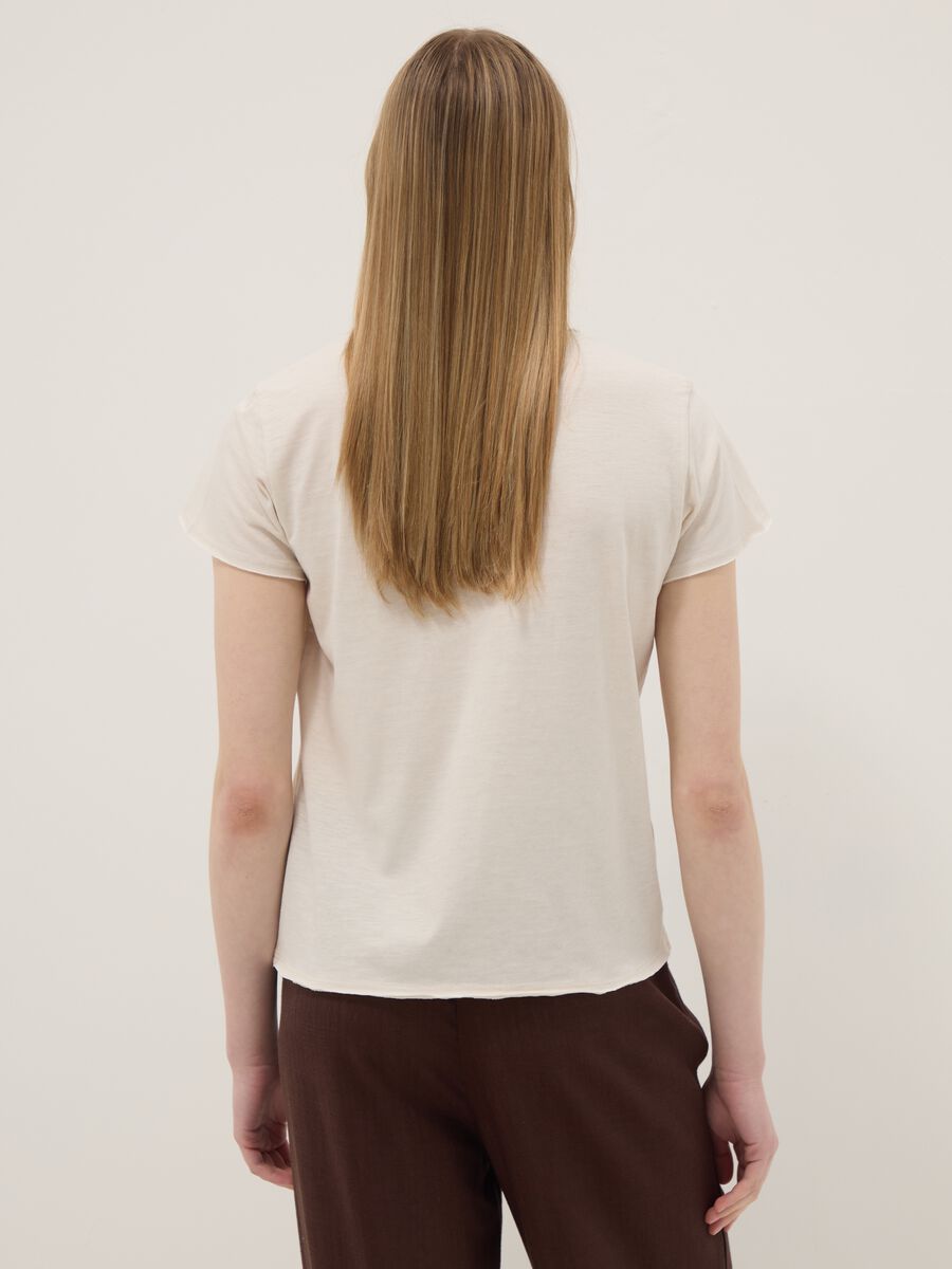 Beige pure cotton short-sleeve T-shirt, regular fit_2