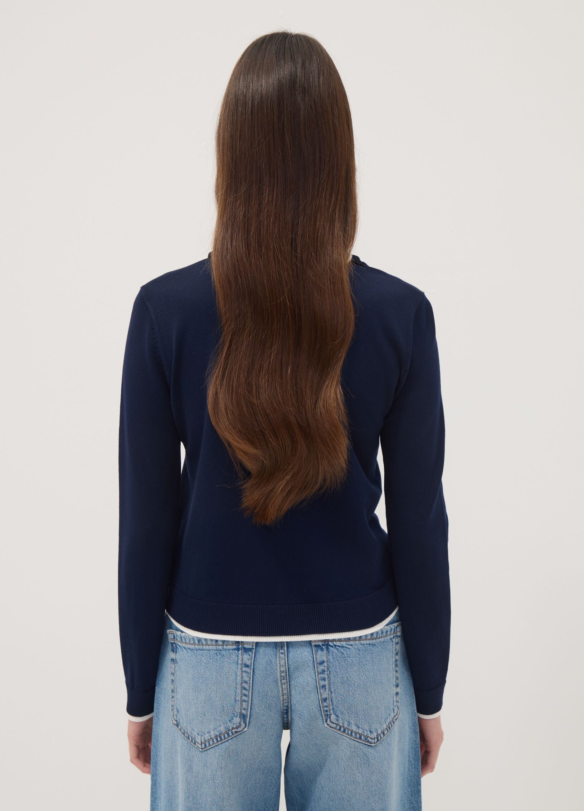 Blue crew-neck jumper in viscose blend