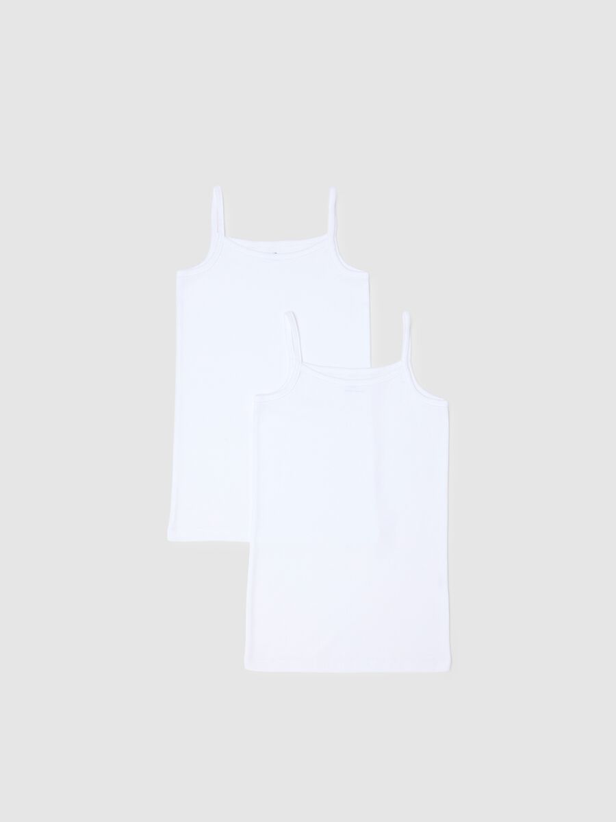 Bipack white girl's vest in pure cotton regular fit_0
