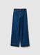 Wide leg stretch cotton blue jeans_4
