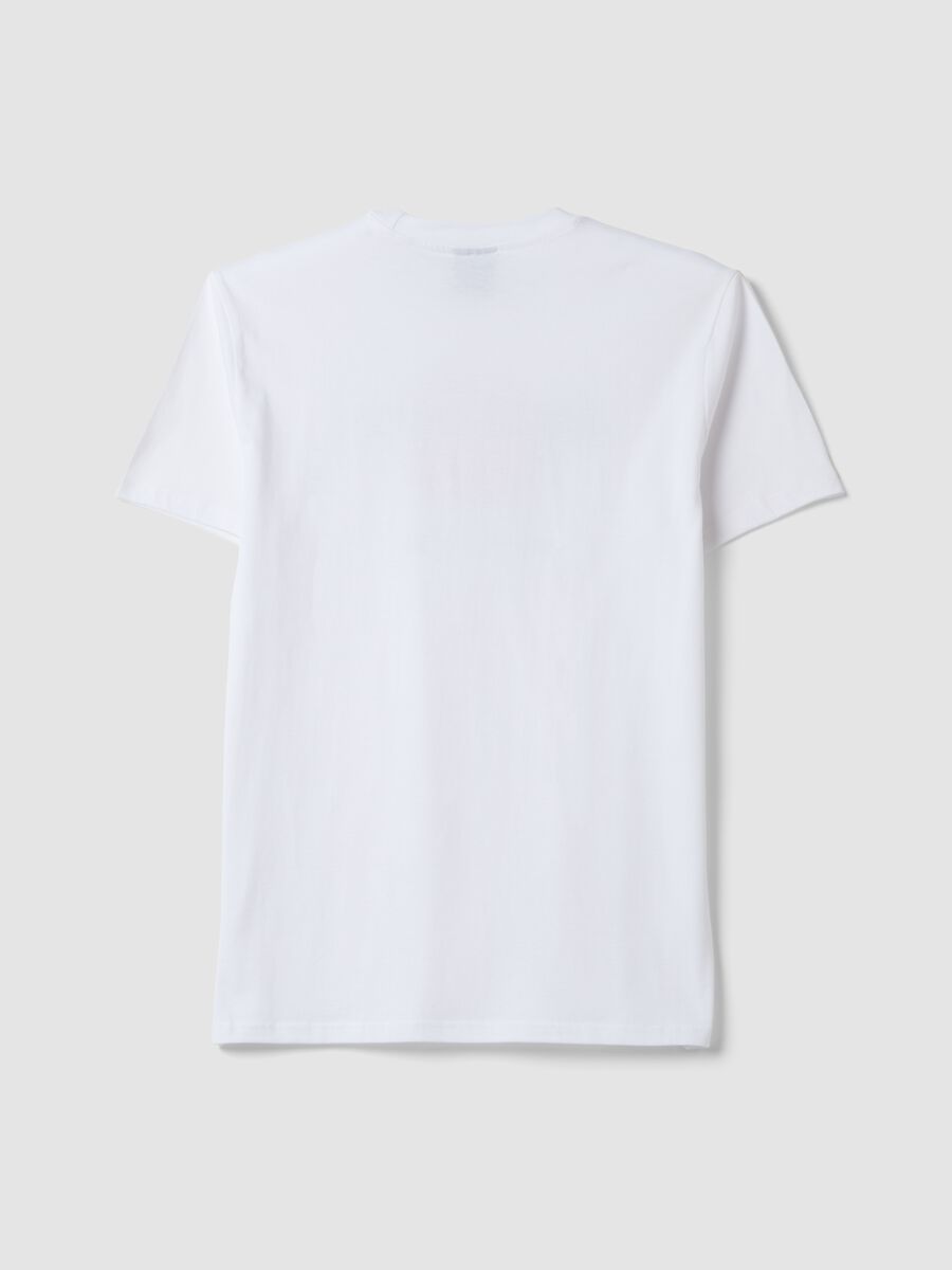 White pure cotton T-shirt with front print_2