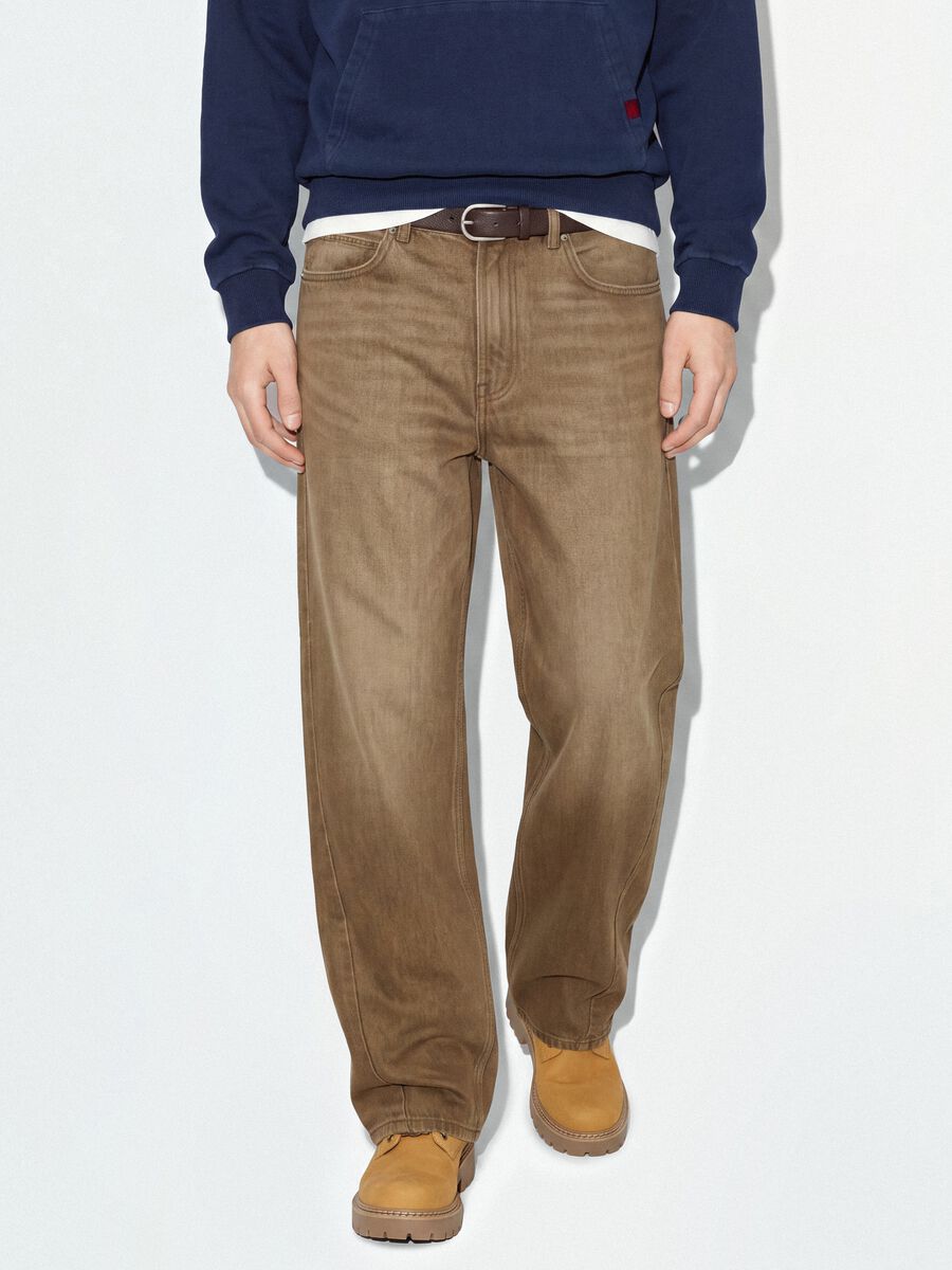 Jeans marroni in puro cotone barrel fit_1