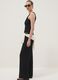 Pantaloni elasticizzati neri wide leg con texture increspata_0