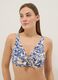 Blue floral stretch-fabric triangle bikini top_0