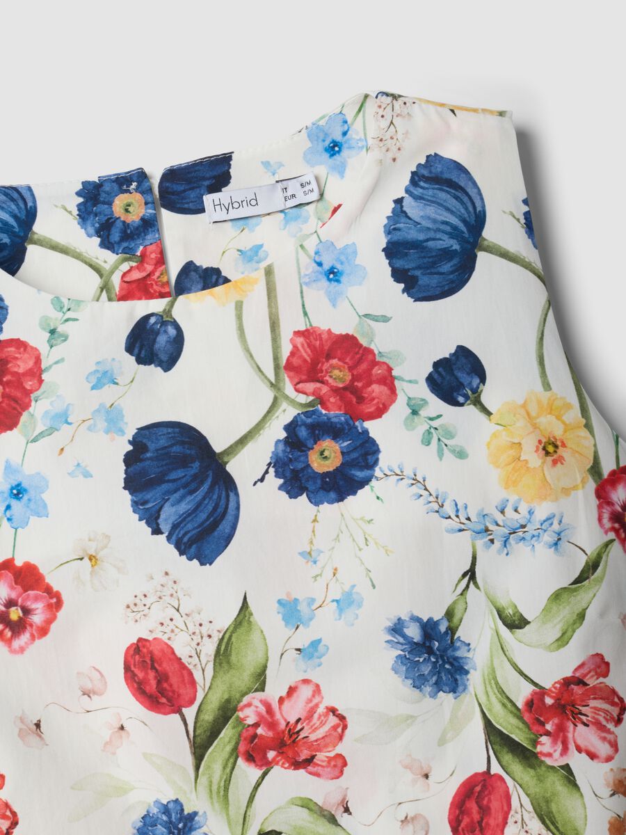 White floral dress in stretch cotton, regular fit_5