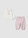 Pink and White Organic Cotton Set with Classic Collar for Baby Girl_0