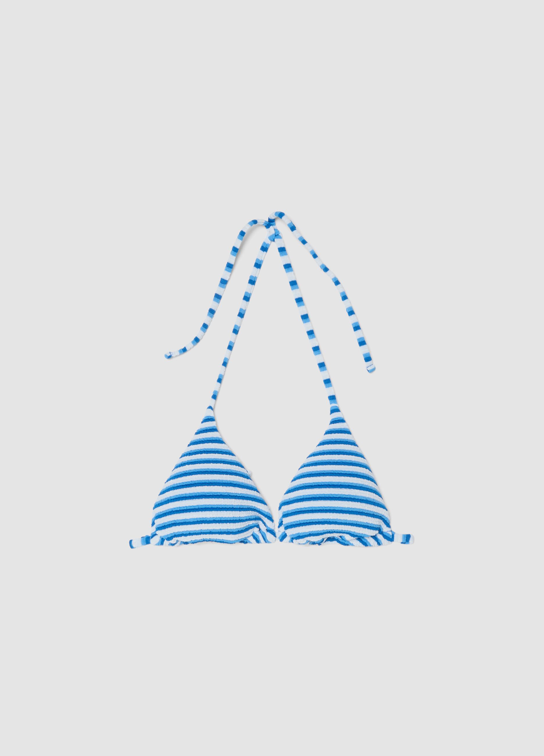 Light blue triangle bikini top in stretch fabric