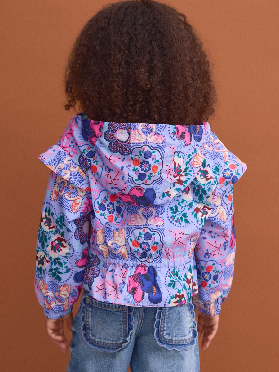 Girls&rsquo; multicolour hooded rain jacket with all-over print_2