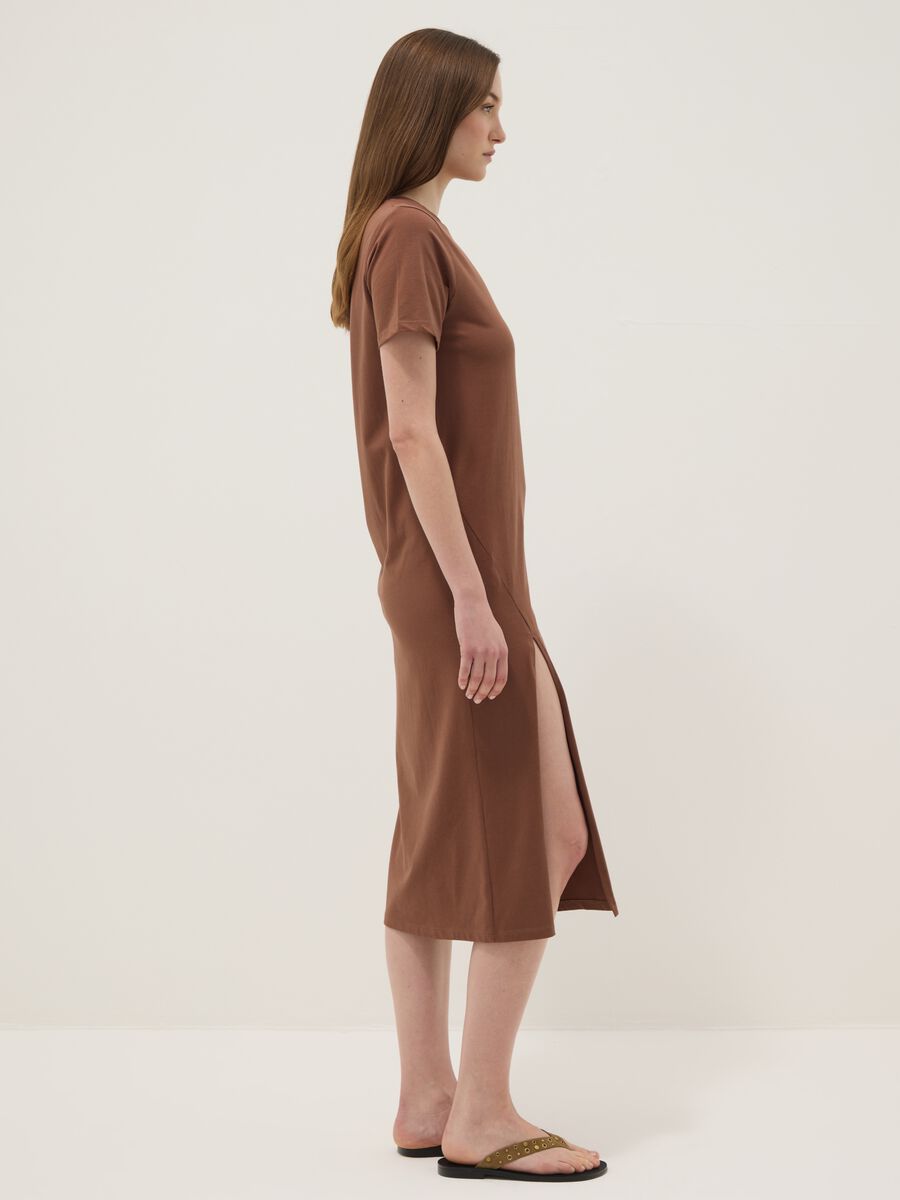 Brown midi dress in stretch cotton_1