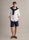 Blue pure linen Bermuda shorts with elasticated waist_0