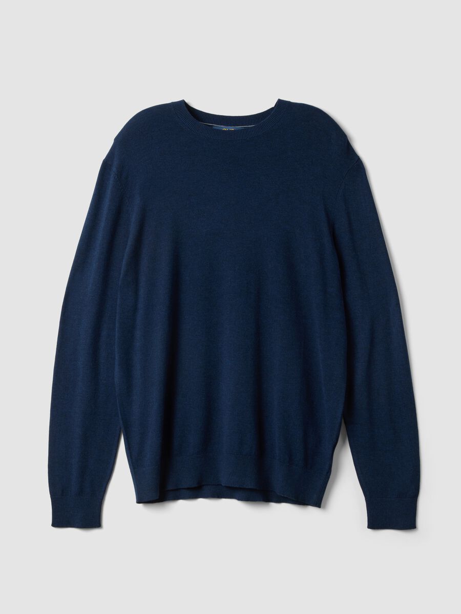 Blue crew-neck jumper in viscose blend, regular fit_0