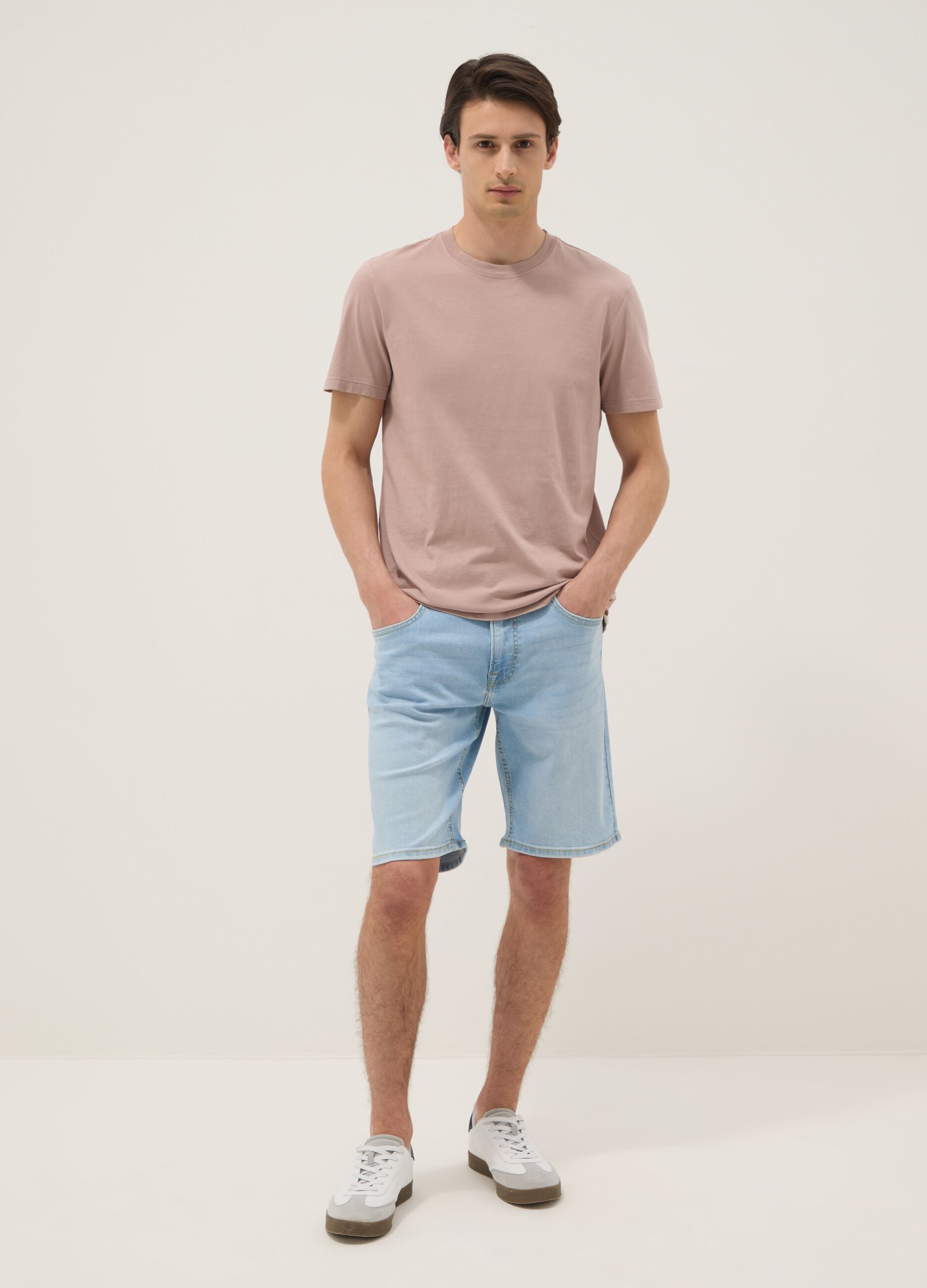 Pink pure cotton short-sleeve regular-fit T-shirt