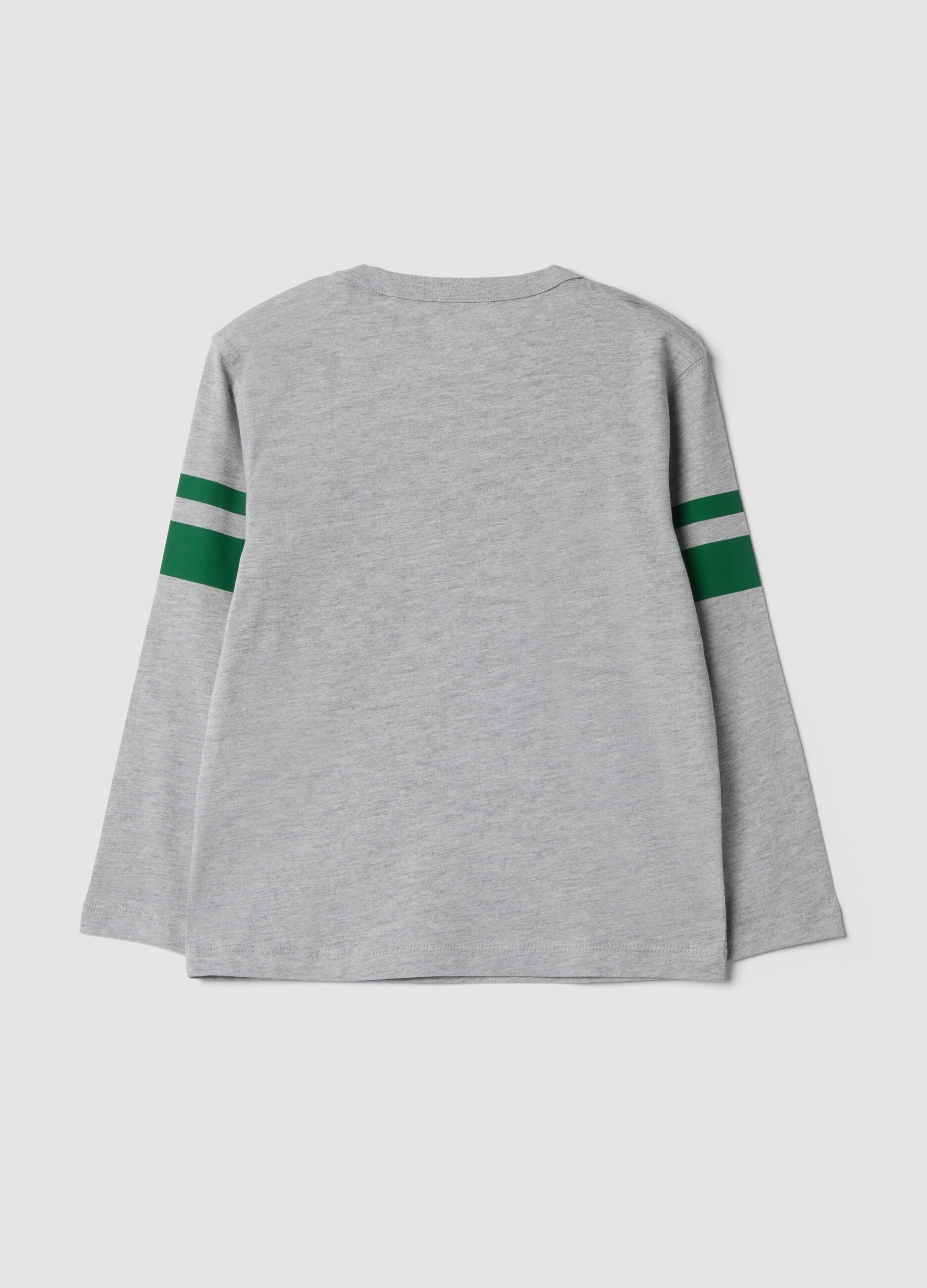 Grey pure cotton crew-neck T-shirt