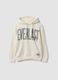 White cotton-blend hoodie with print, regular fit_0