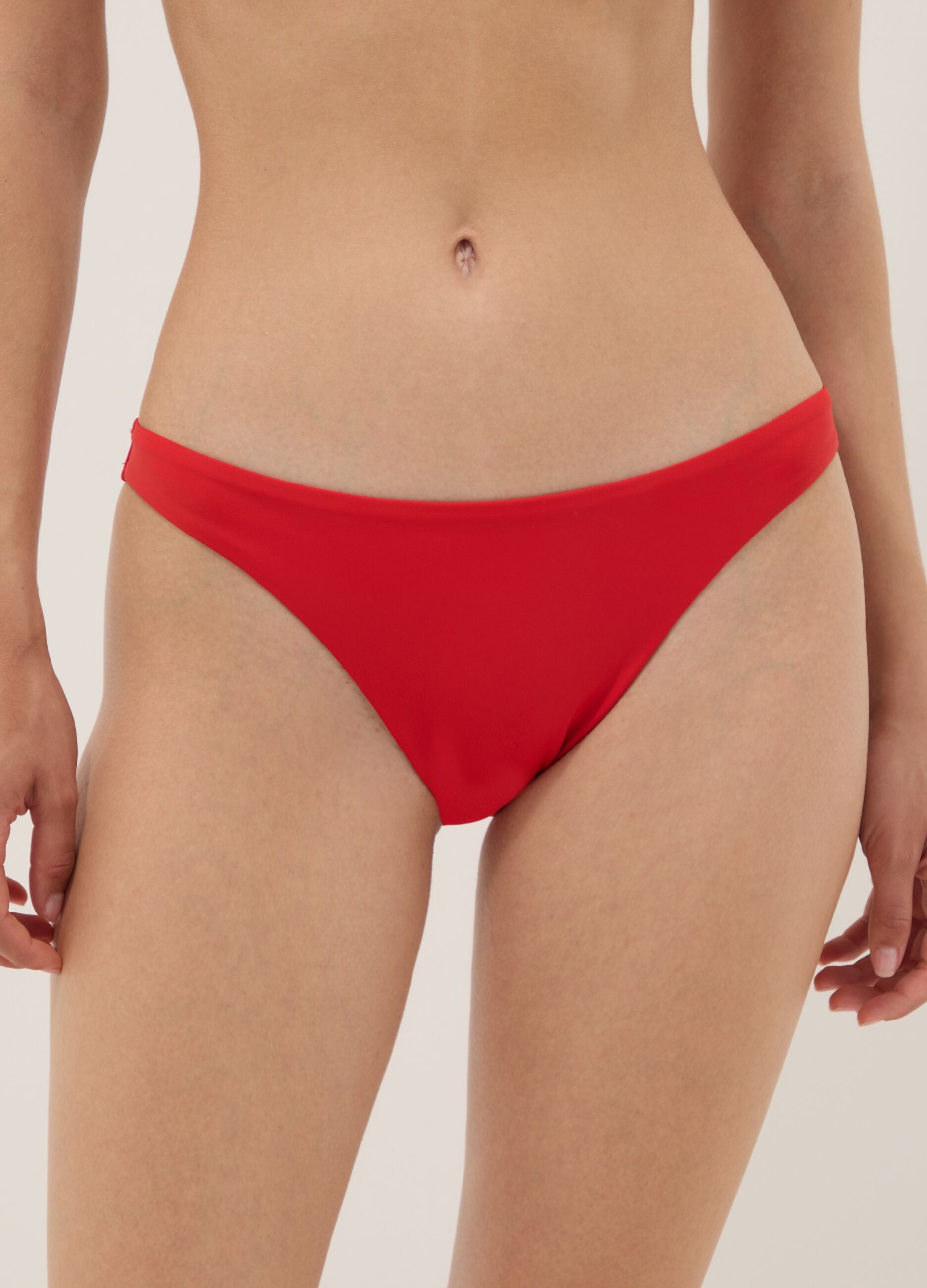 Red stretch-fabric bikini bottoms