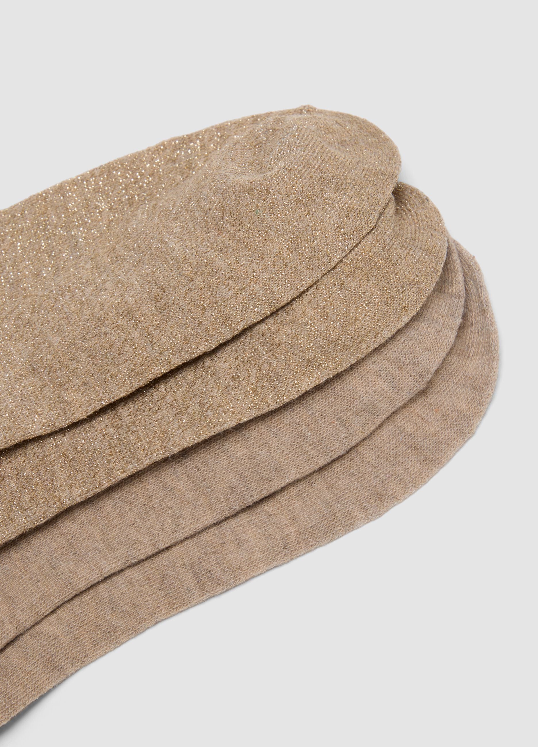 Multipack of seven beige no-show socks in stretchy fabric