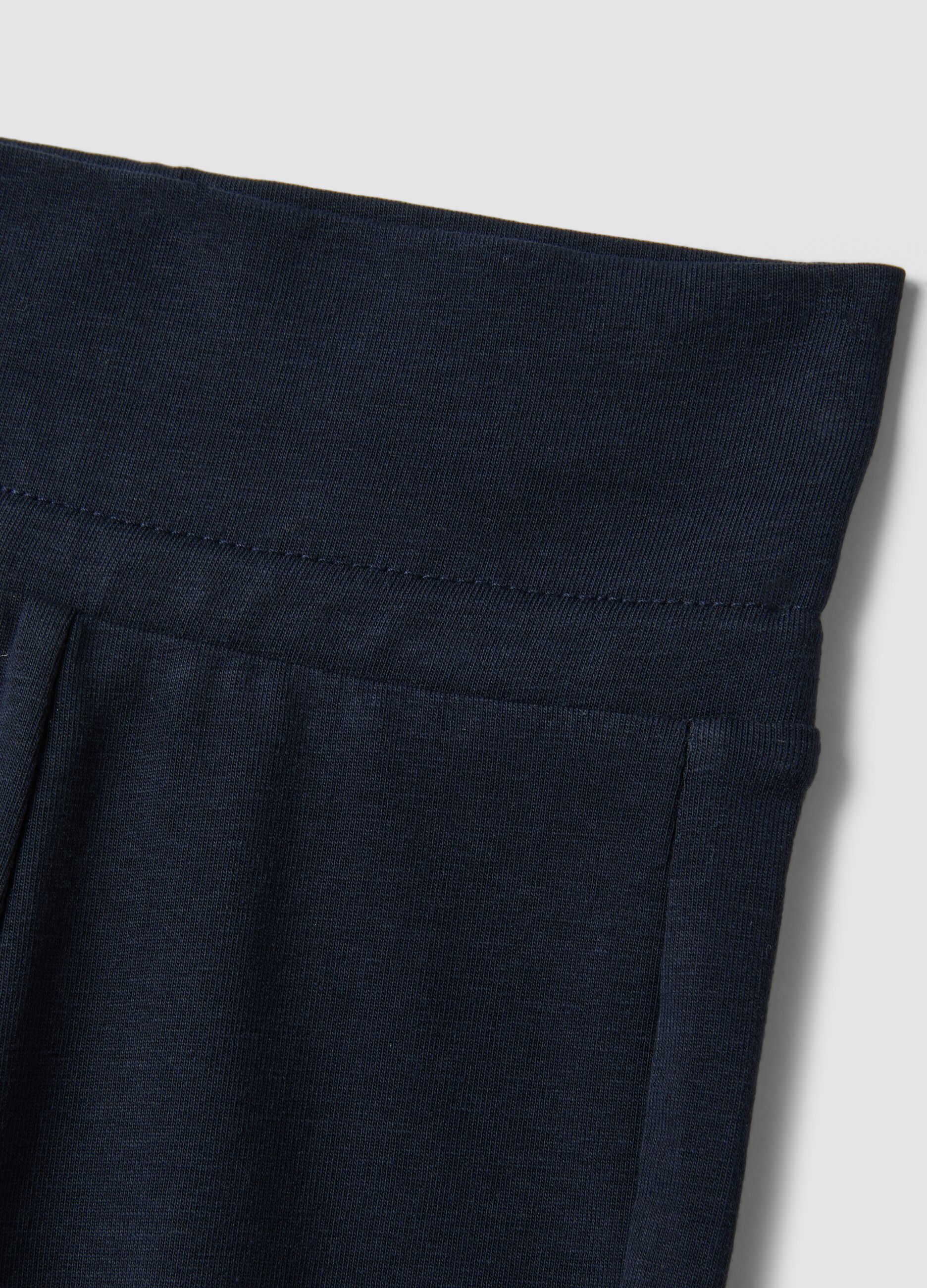 Blue flared leggings in organic cotton and stretch viscose for baby girl