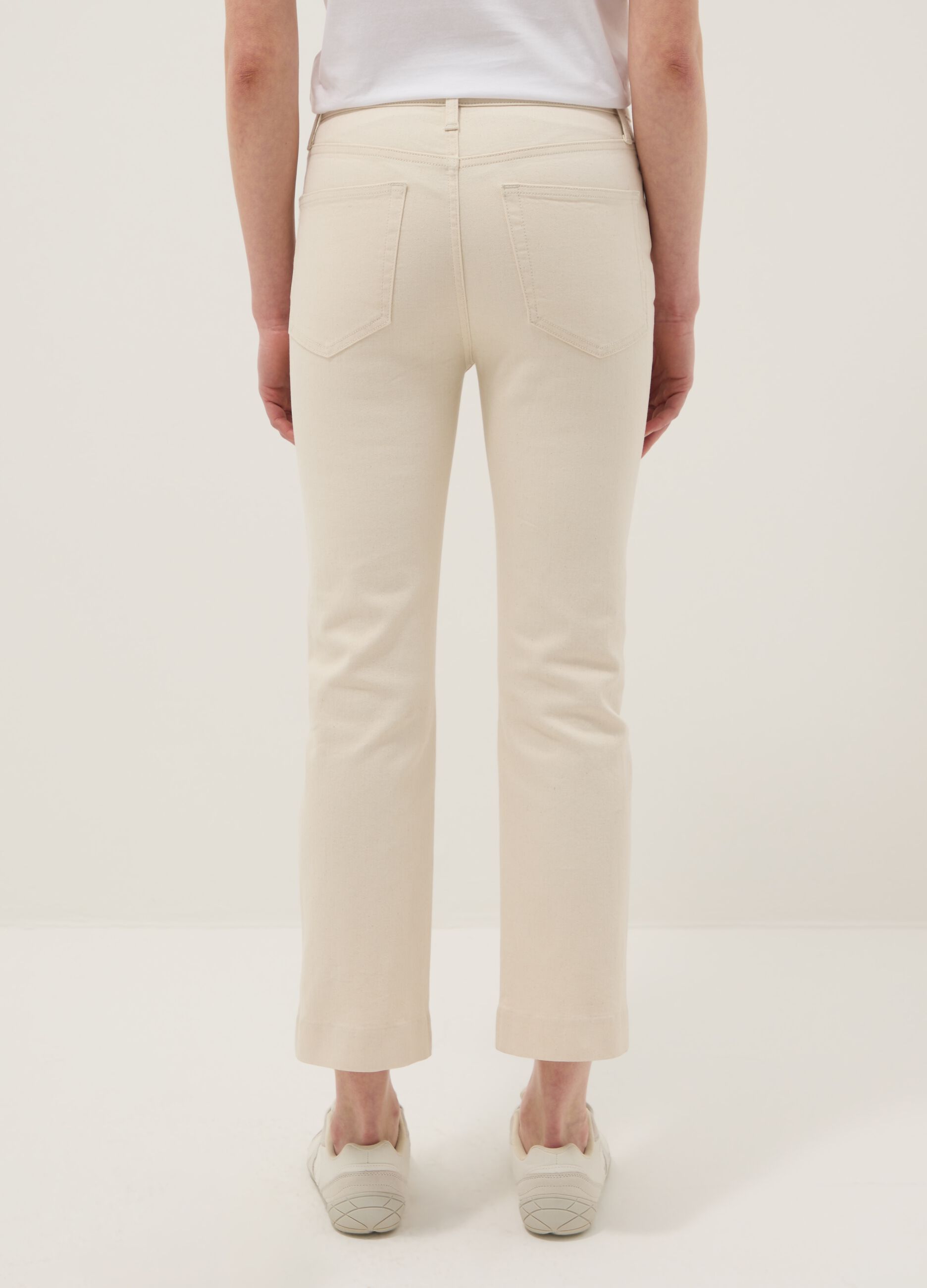 White Stretch Denim Cotton Bootcut Jeans