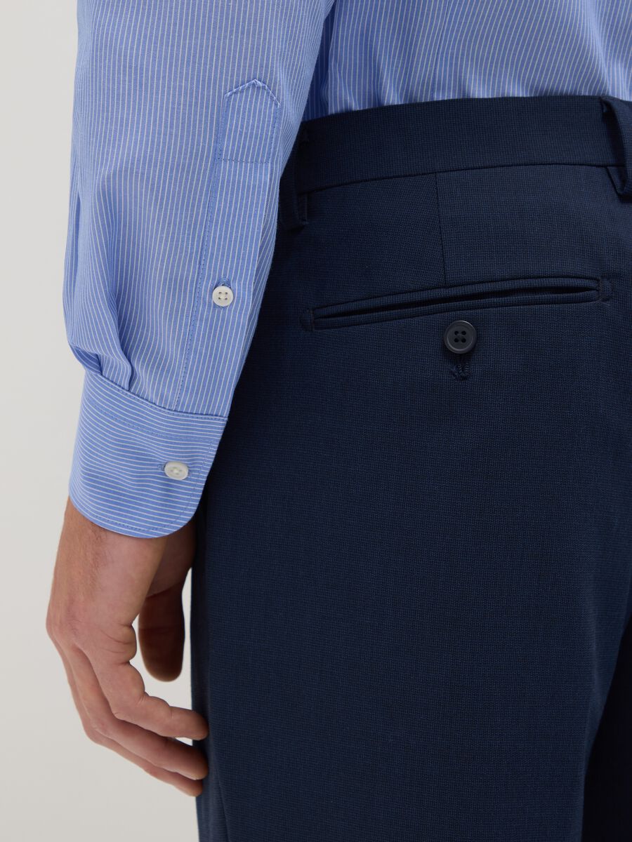 Slim Fit Blue Cotton Blend Shirt_3